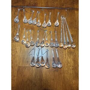 Lot 27 Clear Glass And Acrylic Vintage Droplet Icicle Teardrop Ornaments